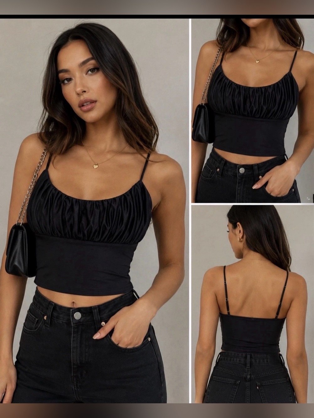 AKIRA Black Ruched Bust Crop Top Size Medium | Perfect for creating trendy Y2K,